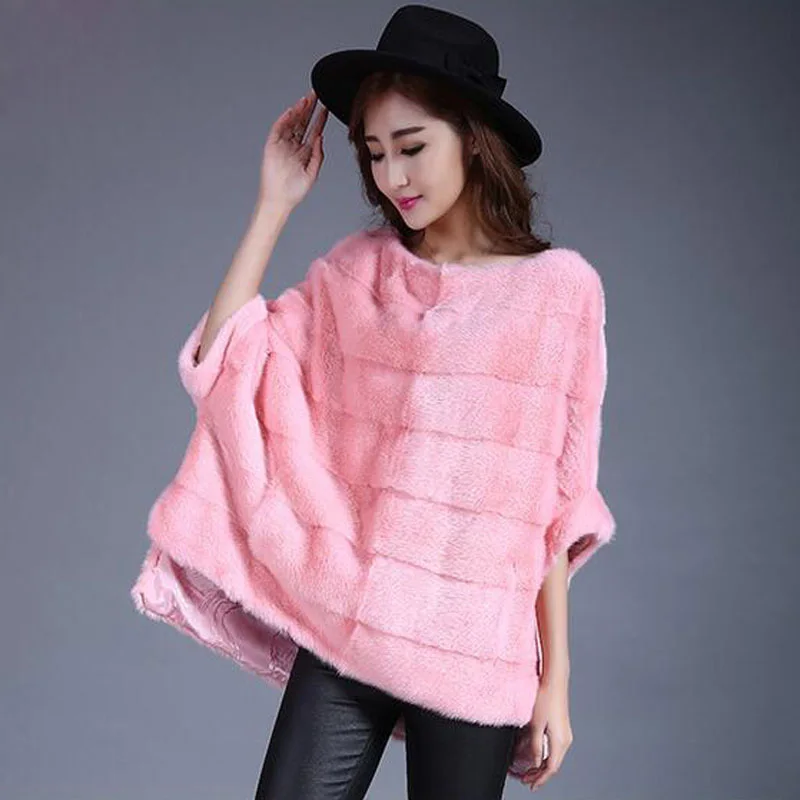 2021 Luxury women 100% natural mink fur jacket brand top quality lady real coat batwing sleeve loose style TU144-053 | Женская одежда