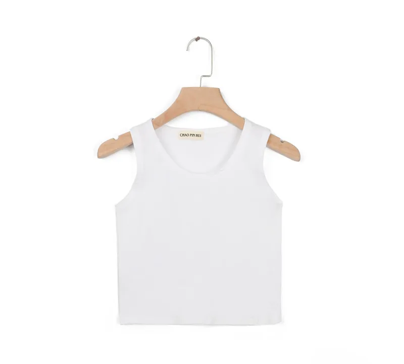 Лето 2018 Новые майки Женская хлопковая футболка без рукавов с круглым вырезом