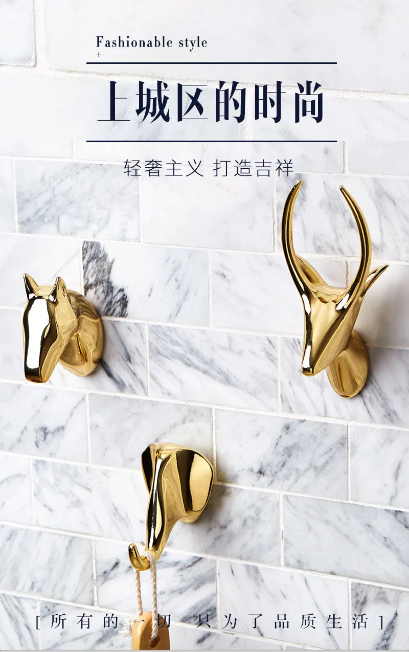 Wall decoration hook deer head wall hanging porch key wall hook creative decorative painting Nordic wall key holder mounted