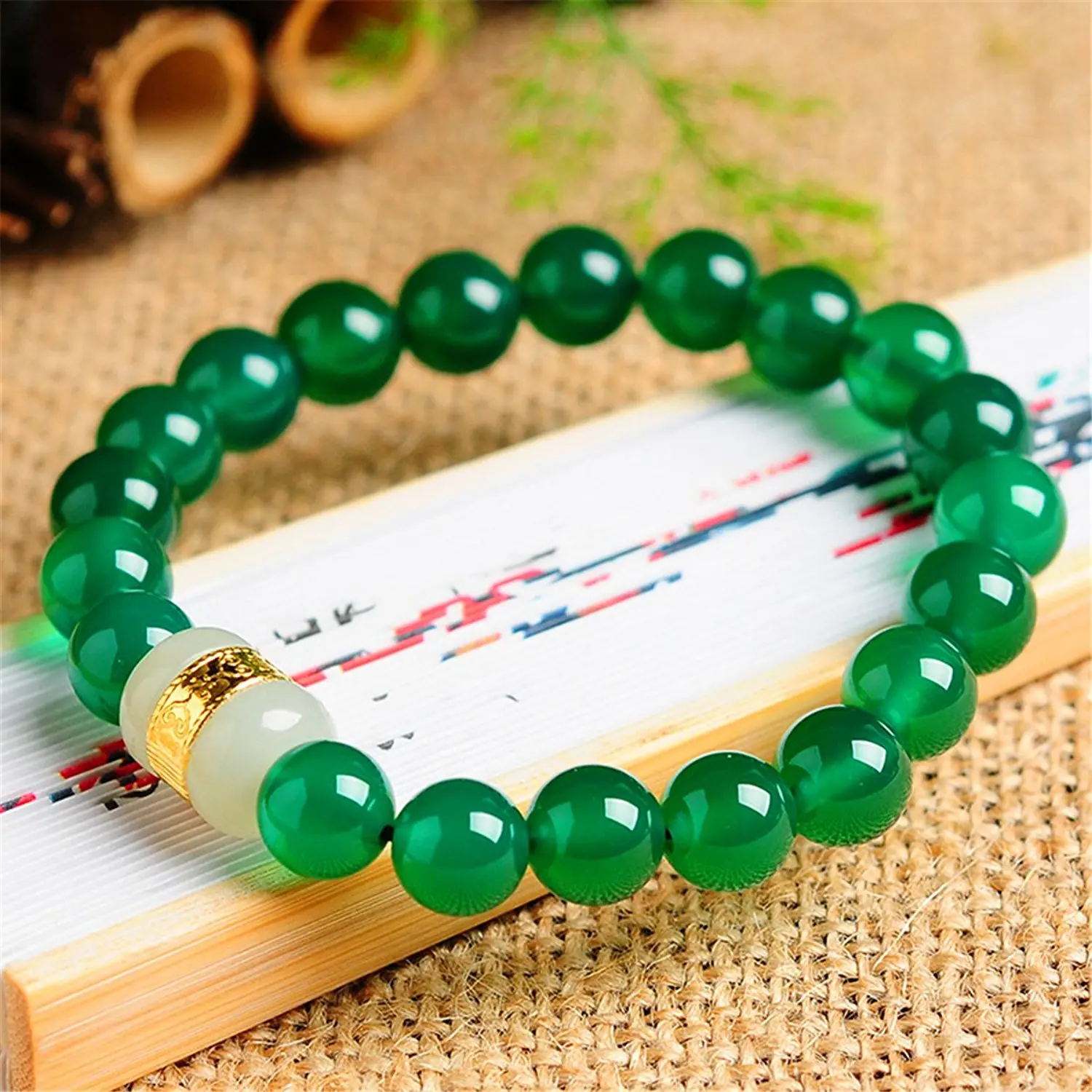 Koraba Fine Jewelry Hetian Jade 999 Gold Bracelet Women's Green Agate Beads Gifts Free Shipping | Украшения и аксессуары