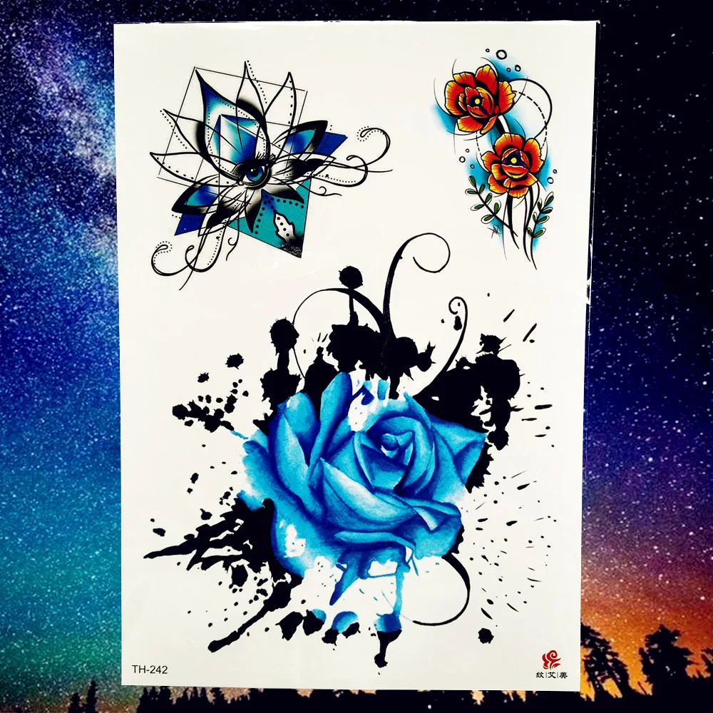 REJASKI Сексуальная Геометрическая роза цветок временная татуировка наклейка