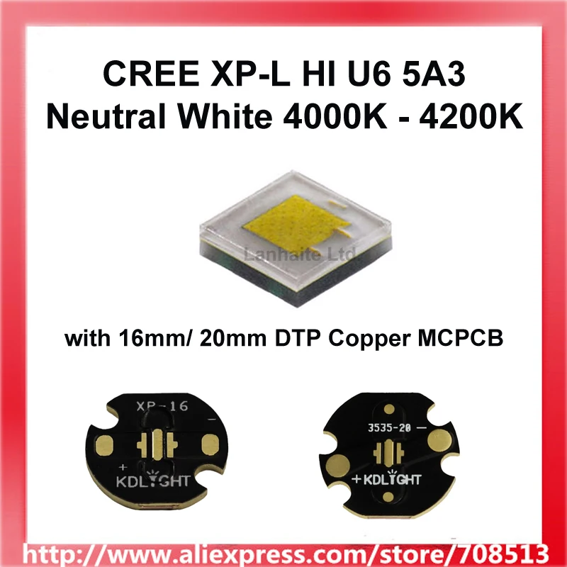 Cree XP-L HI U6 5A3 нейтральный белый светодиодный излучатель 4000K - 4200K с госветодиодный