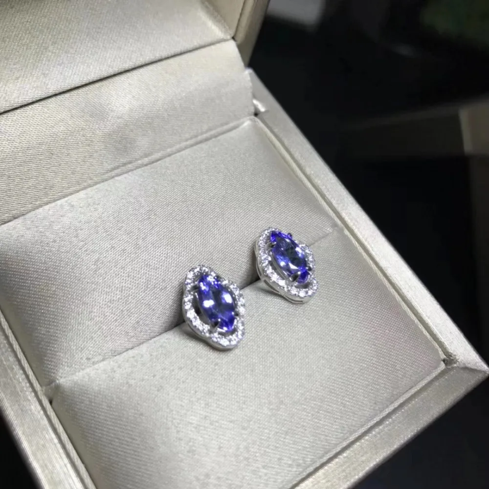 Женские серьги из серебра 925 пробы с танзанитами|tanzanite silver earrings|jewelry earringsjewelry earrings |