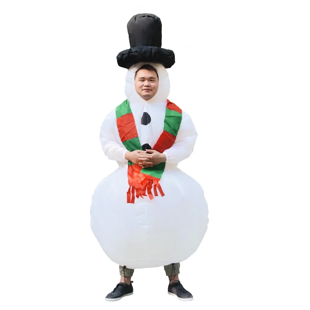 

Women Men Inflatable Snowman Costume Party Carnival Cosplay Dress Blowup Suit for Adult Halloween Christmas Purim Mascot Garment