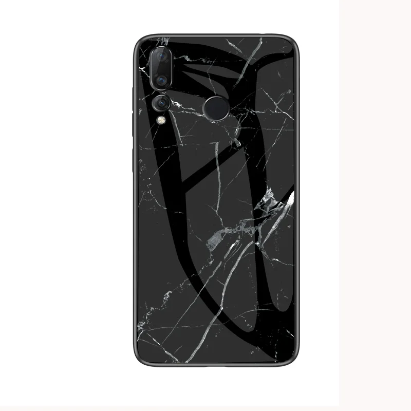 Черный Для huawei P Smart Z чехол с мраморным глянцевым закаленным стеклом Мягкий Силиконовый противоударный жесткий чехол для телефона для huawei P Smart - Цвет: Черный