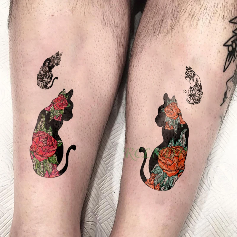 Waterproof Temporary Tattoo Sticker Lovely Cat Dog Rose fake tatto flash tatoo tatouage temporaire arm leg for women girl men | Красота и