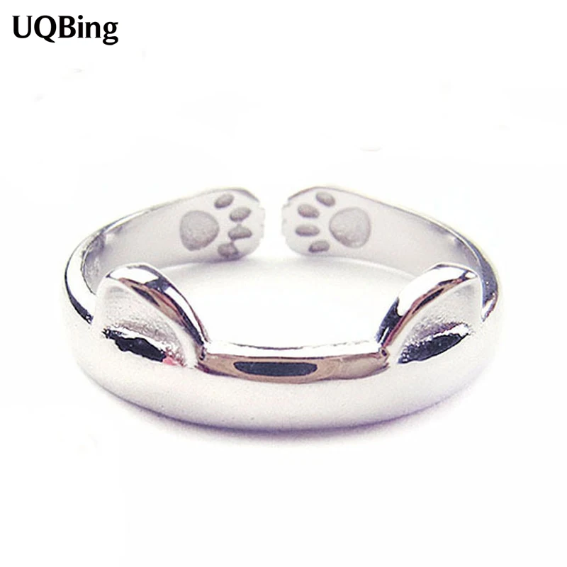 Женское серебряное кольцо с котом Открытое из серебра 2019 пробы Ювелирное