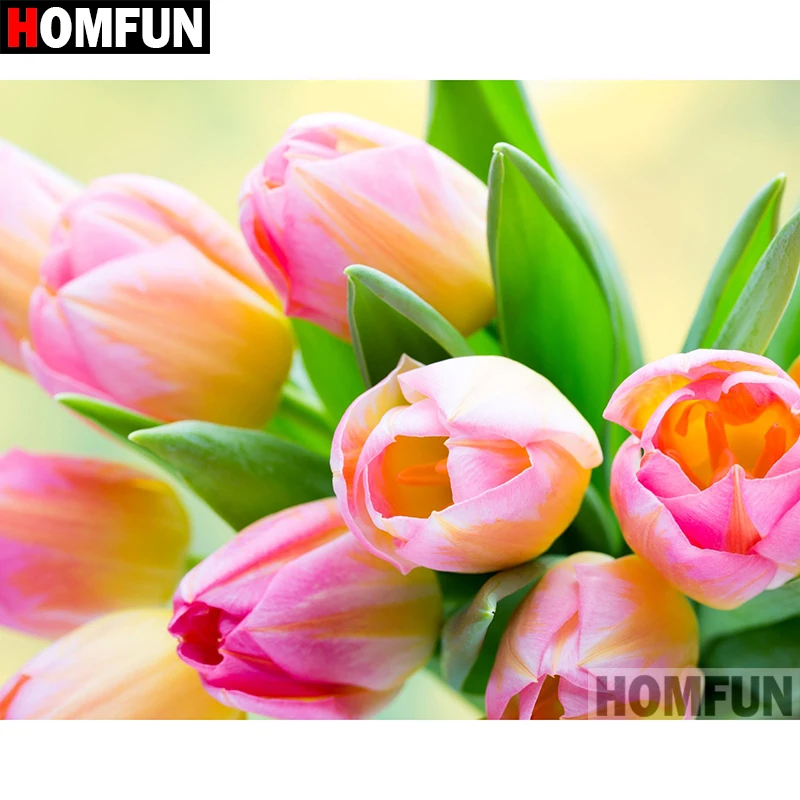 Картина Стразы HOMFUN алмазная 3D вышивка розовый цветок модель A02546 | Дом и сад