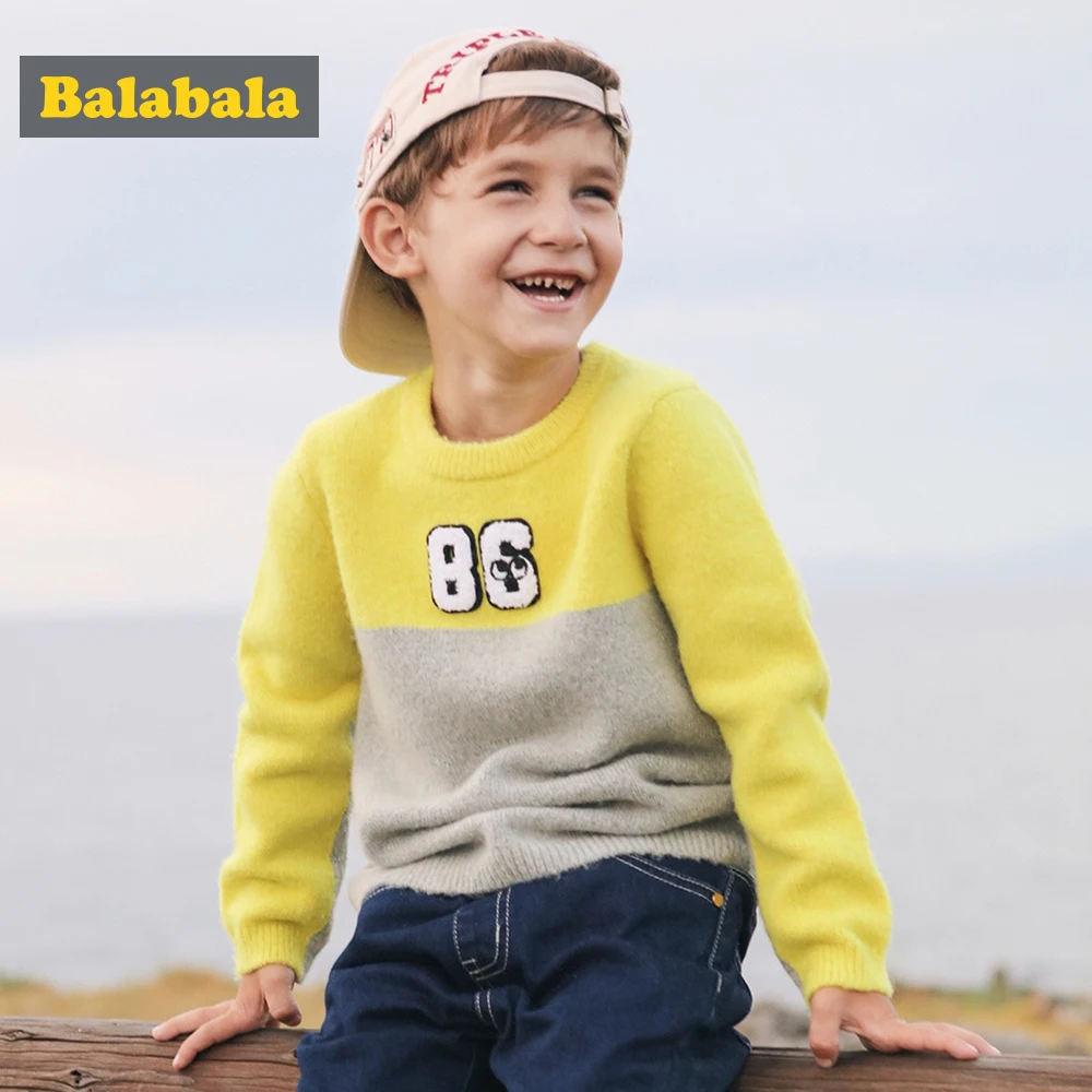 Balabala/Детский свитер Одежда для мальчиков осенне-зимний Модный пуловер с