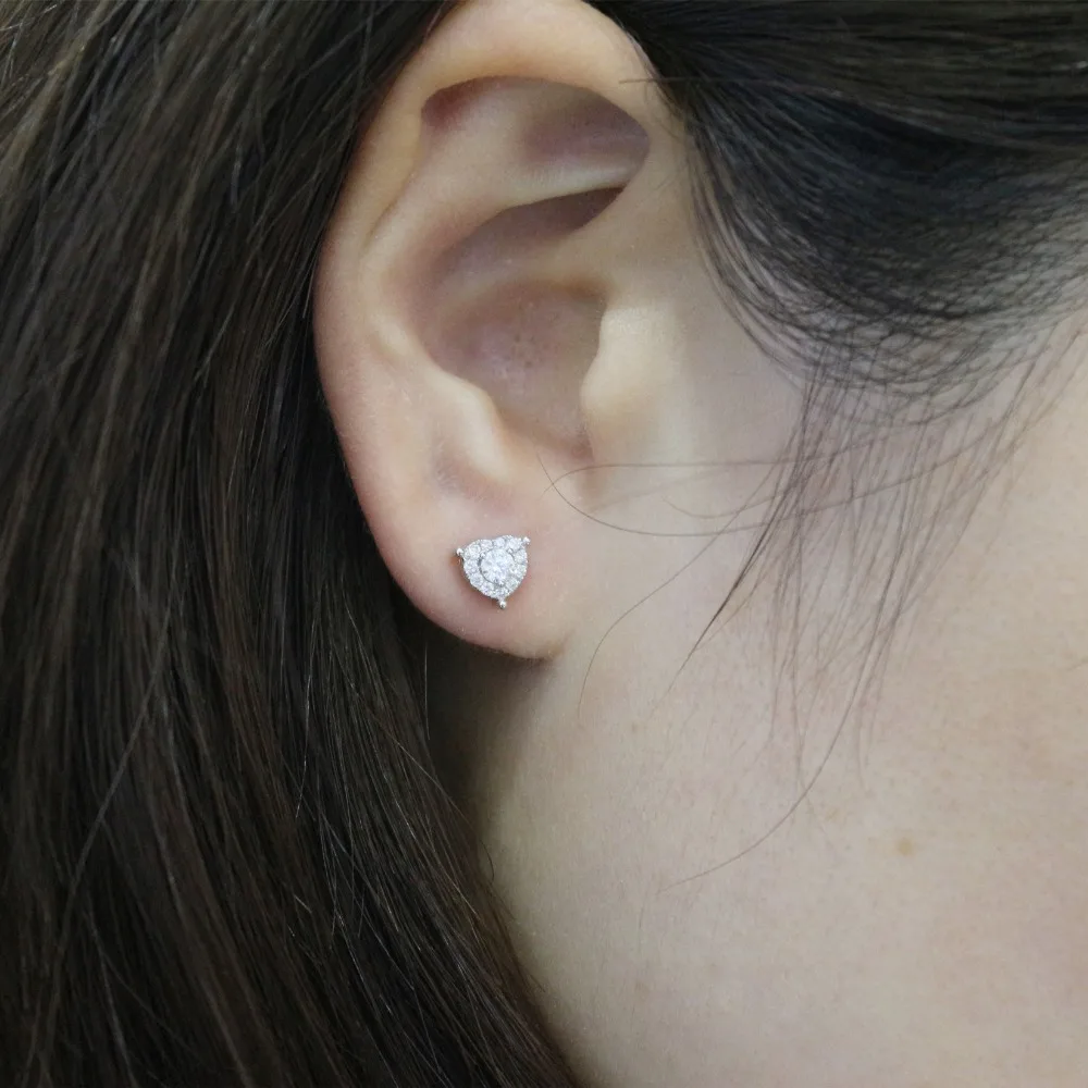 LASAMERO 0.184CT круглые серьги с натуральным бриллиантом 18K золотые бриллиантовые