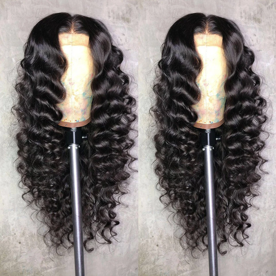 250 Density Deep Wave Human Hair Wigs 360 Lace Frontal With Baby Pre-plucked Natural Hairline Peruvian Remy | Шиньоны и парики