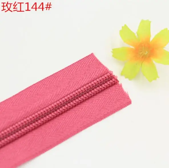 rose red 144 3 м длиной 5# черный белый серый красный бежевый нейлон катушки молнии в рулоне с 3 шт. ползунки для самостоятельного пошива одежды аксессуары - Цвет: rose red 144