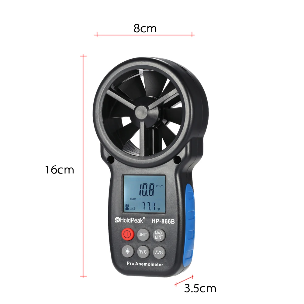 Цифровой Ручной измеритель скорости ветра с ЖК-подсветкой 0-30 м/с | Инструменты