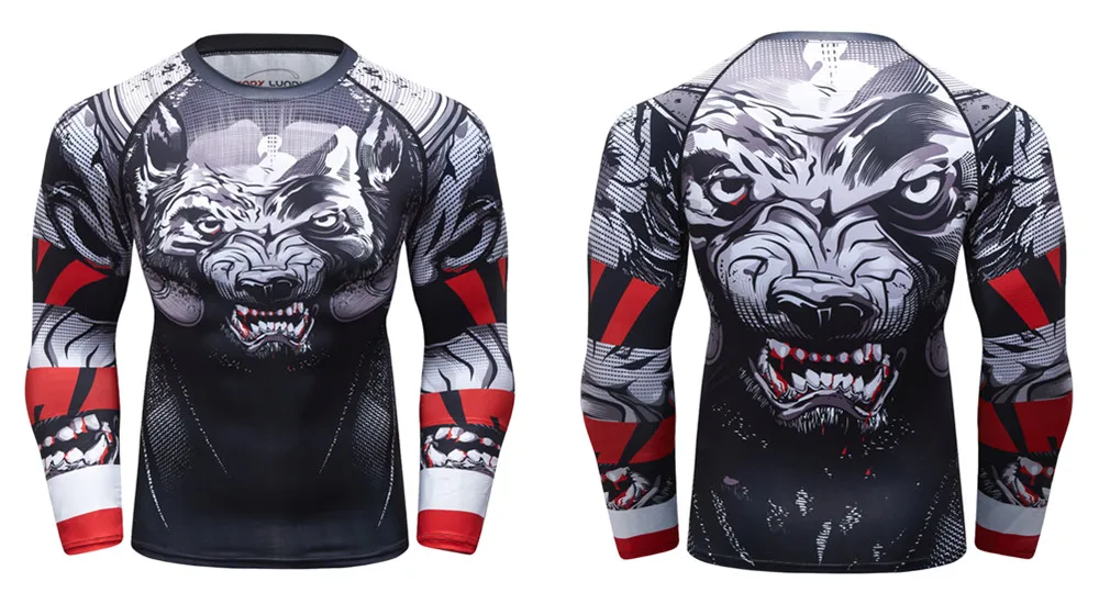 Фирменная Новинка UFC BJJ ММА отработать компрессионный Рашгард футболка для мужчин упражнения Панда 3D фитнес колготки бодибилд Крест fit Рашгард
