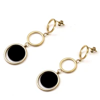hollow circle long dangle earrings for women girl eardrop gold plating stainless steel party simple drop earring jewelry gift