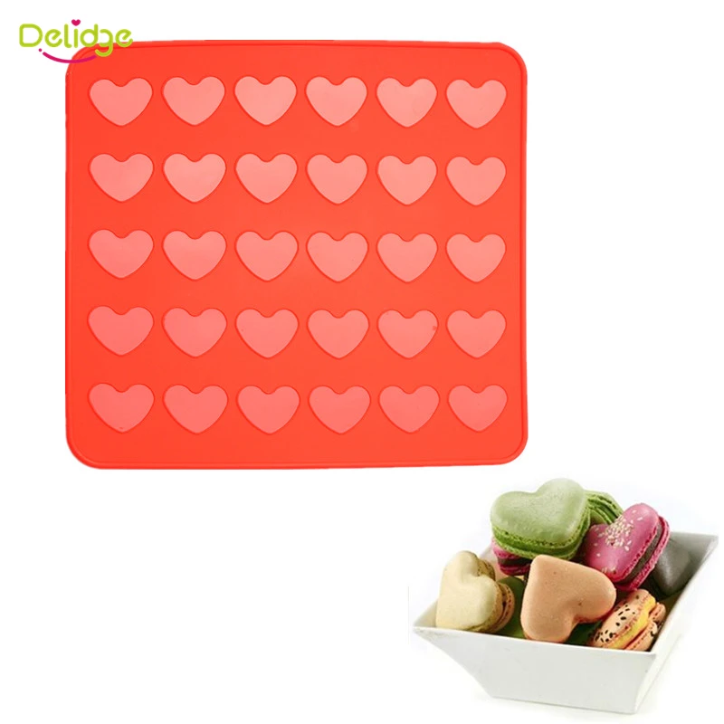Delidge 1 шт. силиконовый коврик для выпечки с 30 отверстиями в форме сердца 3D выпечка
