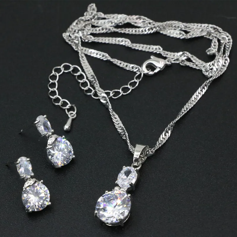 Модные эффектные Женские Ювелирные наборы кулоны с кубическим кристаллом