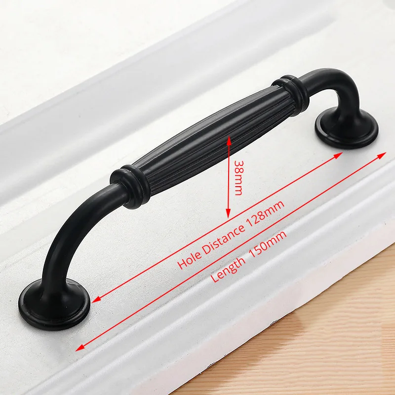 Handle-8831C-128 NAIERDI черные ручки шкафа американский стиль твердый алюминиевый сплав кухонный шкаф ручки для выдвижных ящиков оборудование для обработки мебели - Цвет: Handle-8831C-128