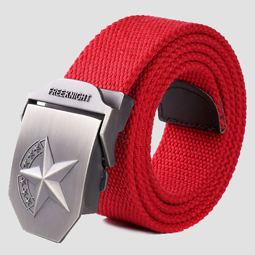 Горячая 3D звезда металлическая пряжка военный пояс модный сильный холст