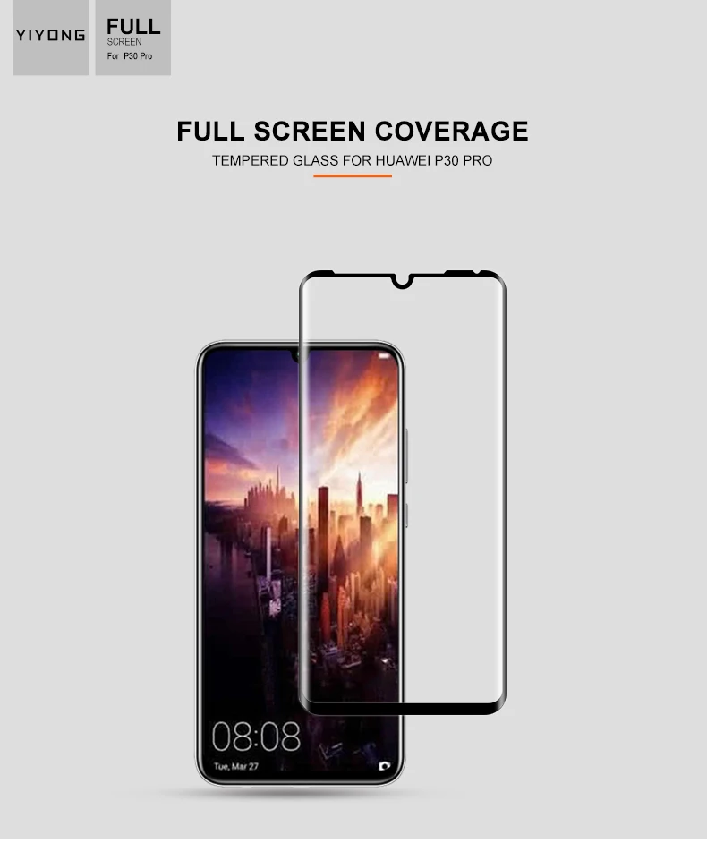 5D полное покрытие стекло для huawei P30 Pro закаленное стекло YIYONG протектор экрана для huawei P30 Lite стекло для huawei P 30 Nova 4e