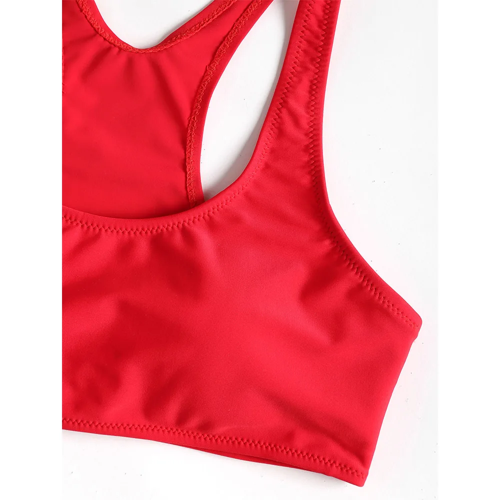 ZAFUL U шеи Racerback Мягкий комплект бикини высокой талией Для женщин купальник