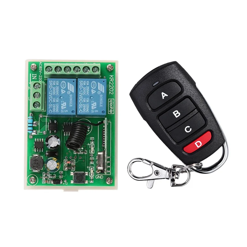 1 Set QIACHIP 2CH AC 110V 220V 433Mhz беспроводной пульт дистанционного управления реле приемника и передатчика, светильник для ворот автомобиля гаража - Цвет: 1 Set