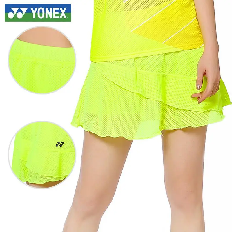 Оригинальная юбка для бадминтона Yonex крутая быстросохнущая юбка женская одежда спортивная одежда юбка теннисная юбка для женщин - Цвет: Оранжевый