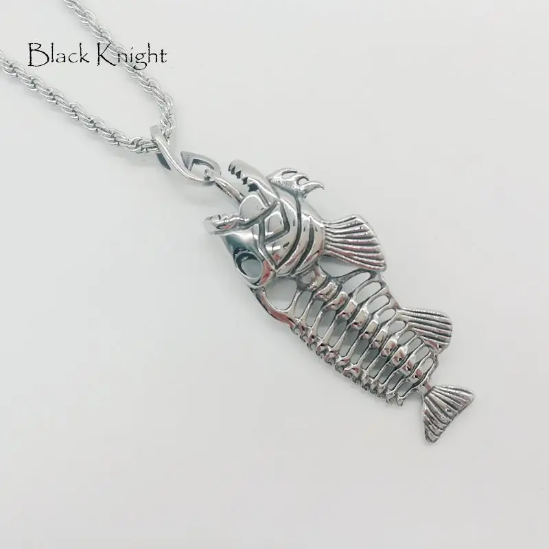 Ожерелье с подвеской Black Knight мужское ожерелье из нержавеющей стали в виде рыбьей