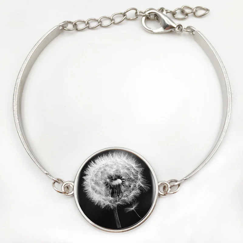 Колье и подвески с логотипом одуванчика черно-белый цветок ручная работа круглая