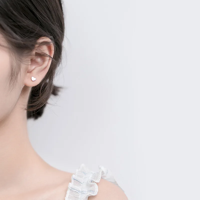 Серьги с сердечком из серебра 925 пробы подарок для девушки S925 женские