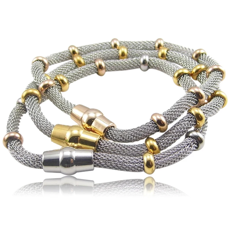 

High quality titanium steel cable mesh chain bracelet Magnet Clasp Bracelets Bangles for women