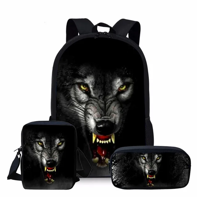 Z3010CEK INSTANTARTS 3D Волк рюкзак для молодых девочек и мальчиков Mochila студенческий школьный крутой животный узор мужской набор Рюкзак Детские сумки для книг - Цвет: Z3010CEK