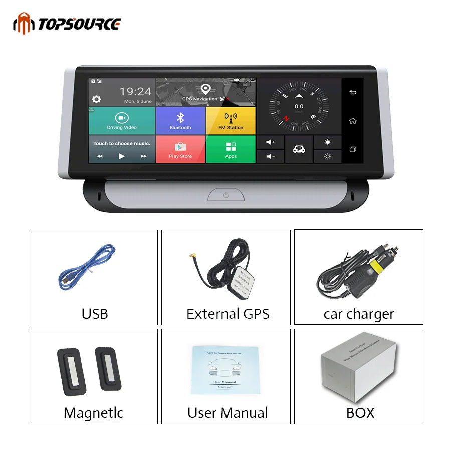 TOPSOURCE 6 86 дюймов DVR 4G ADAS Автомобильная камера GPS навигация HD 1080P Android 5 1 видео