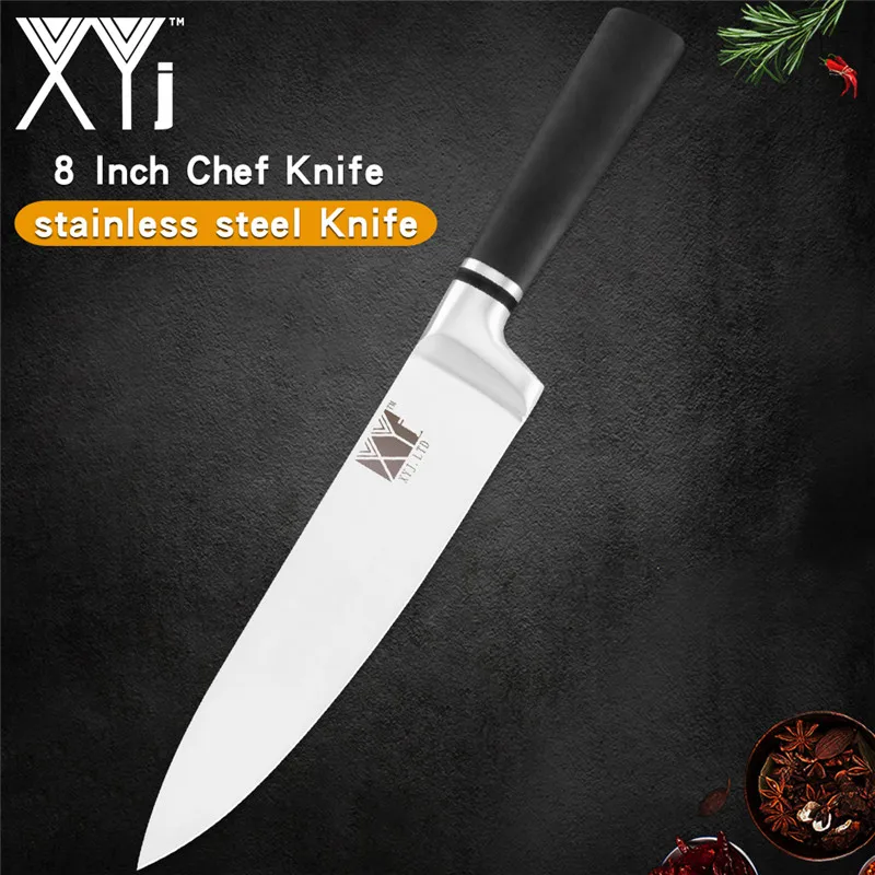 G.8 chef knife XYj 6 шт. набор кухонных ножей из нержавеющей стали с нескользящей ручкой 7cr17 лезвие шеф-повара для нарезки хлеба Santoku нож для очистки овощей - Цвет: G.8 chef knife