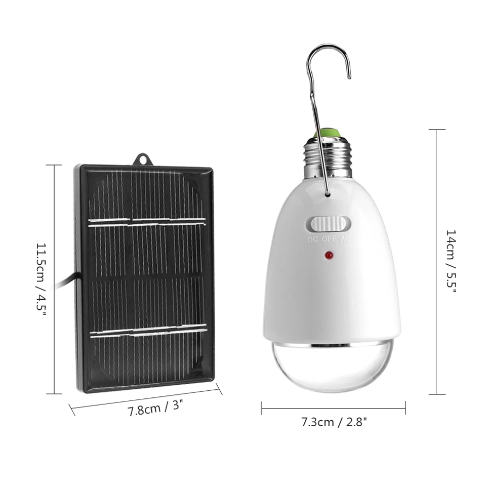 E27 Rechargeable LED Solar lamp 85V-265V Support AC Charging Emergency Bulb Camping Hiking Fishing Outdoor Lightling with Remote | Лампы и
