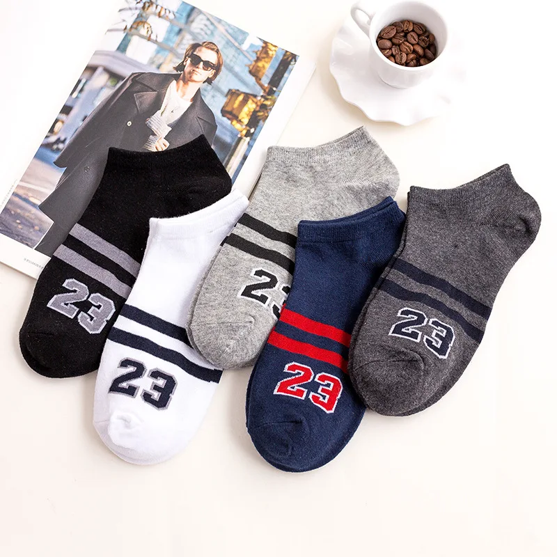 

Men's Wild Plain Invisible Digital Cotton Boat Socks