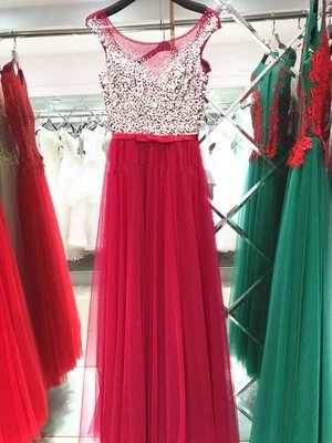 wine red Vestidos de Fiesta Длинные вечерние платья королевский синий тюль ТРАПЕЦИЕВИДНОЕ официальное длинное платье с круглым вырезом размера плюс - Цвет: wine red