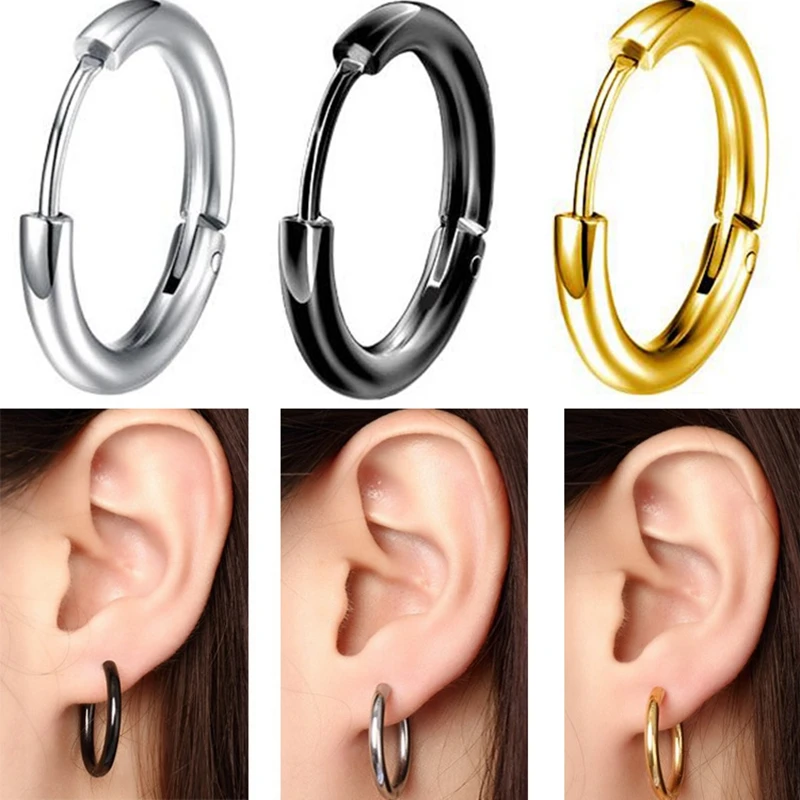 Punk gold small Hoop Earrings female 2018 girls boys circle earrings for women fashion Steel earring jewelry brinco feminino | Украшения и