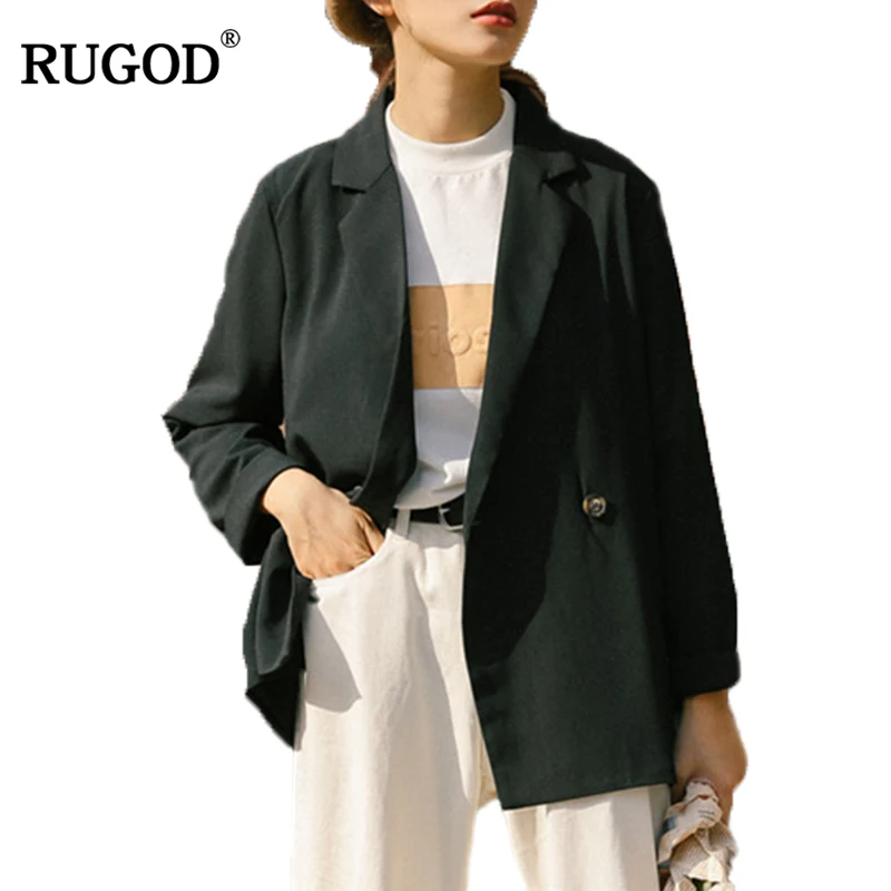 Новый корейский Блейзер RUGOD 2018 Женская винтажная повседневная короткая куртка с