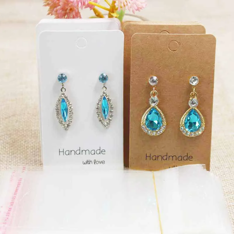

Feiluan3*3cm Cute earring card tag thank you tag.Vintage Handmade jewelry tag card for earring package & display200tag+200bag