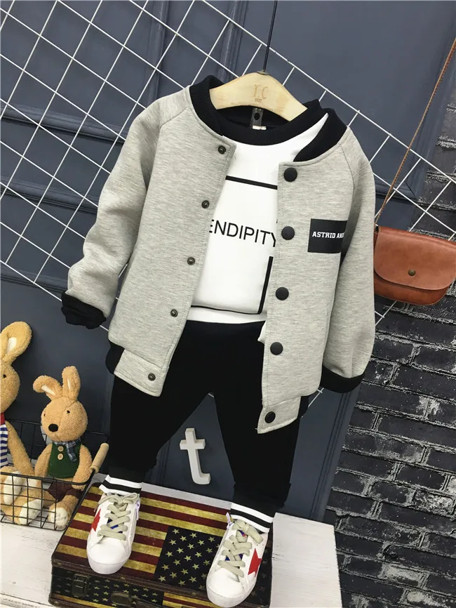 jacket sweater pant Весенний спортивный костюм для маленьких мальчиков комплекты одежды для детей детская бейсбольная Одежда для мальчиков повседневные Костюмы для мальчиков, теплые утепленные куртки - Цвет: jacket sweater pant