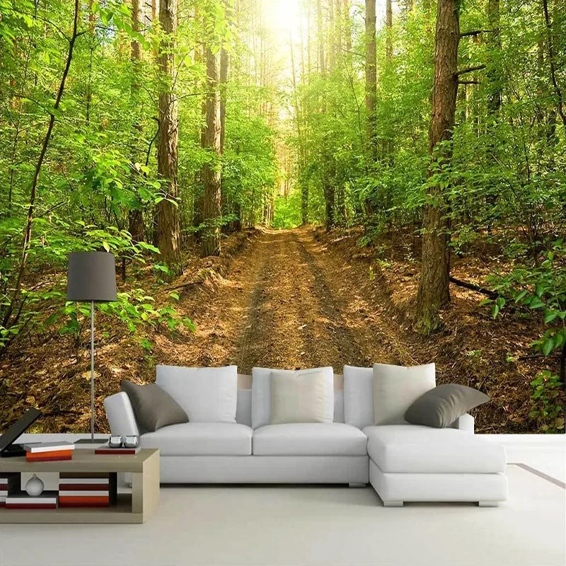 

Custom Any Size Mural Wallpaper 3D Green Forest Landscape Fresco Living Room TV Sofa Bedroom Backdrop Wall Decor Papel De Parede