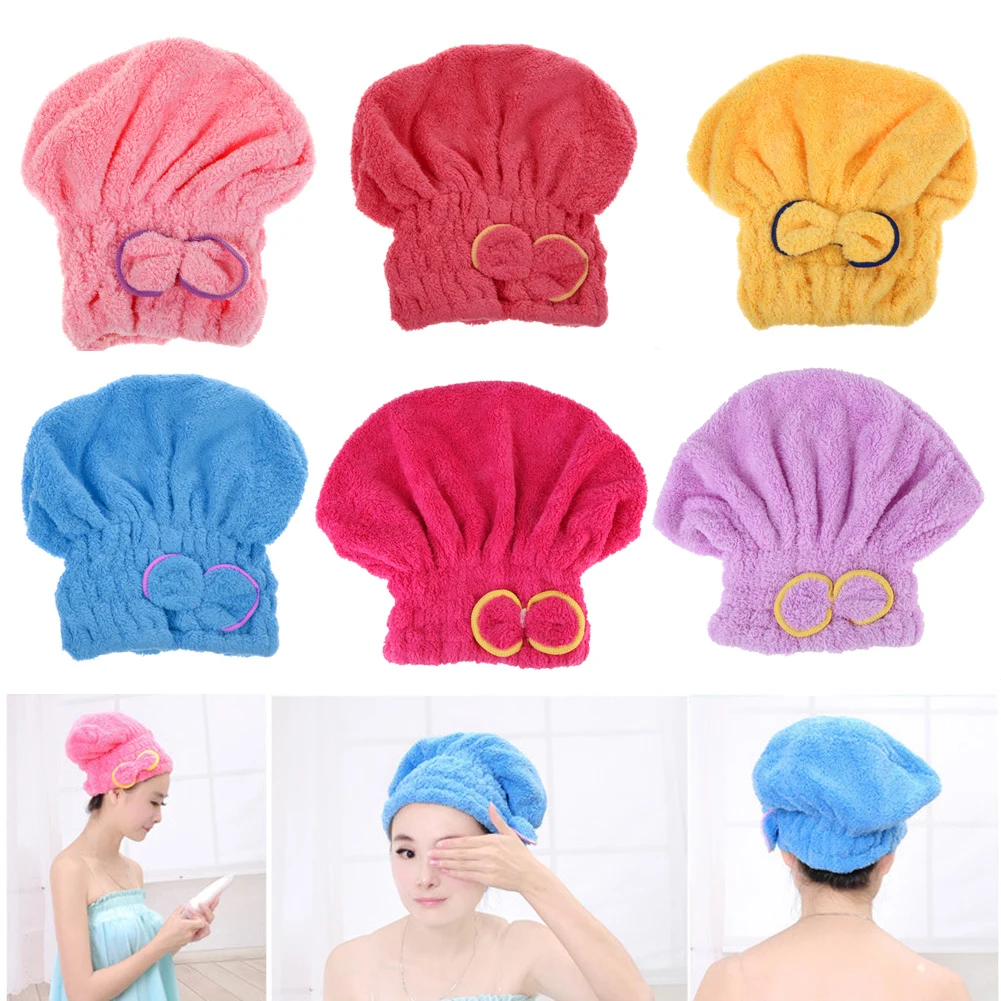 

Microfiber hair towel turban towel Quickly hair drying towel Women Girls Ladies Absorbent shower cap 6 colors