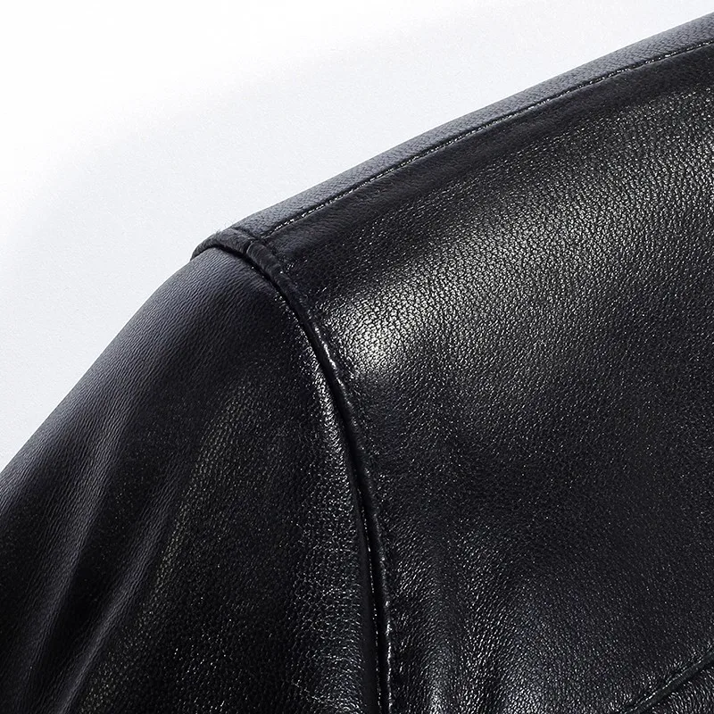 Куртка мужская приталенная из натуральной кожи мотоциклетный пиджак с лацканами