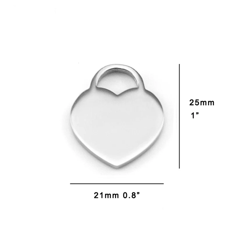 

100% Stainless Steel Mini Heart Charm For Jewelry Making Blank Metal Tag Mirror Polished Wholesale 10pcs