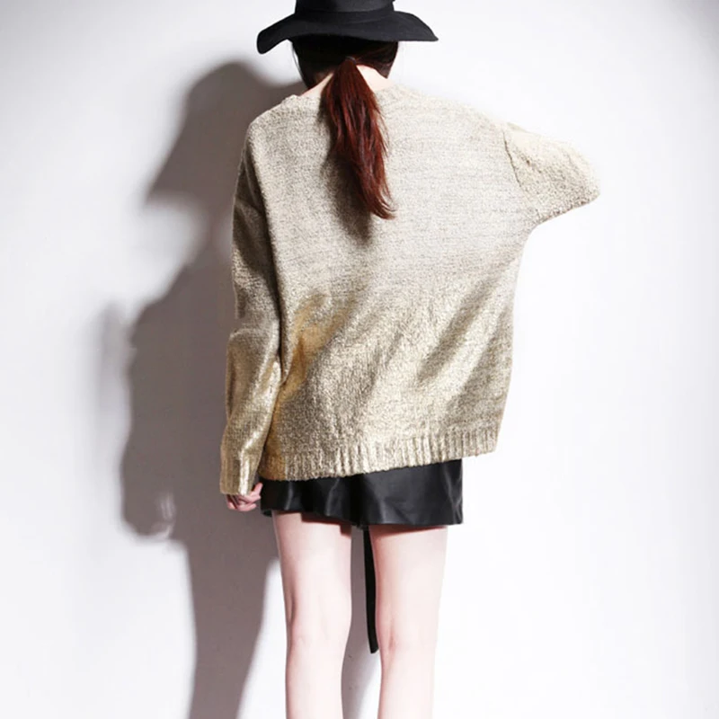 Fashion 2019 Womens Golden Gradient Jumpers Oversized Pullover Ladies Loose Sweater Plus Size Bat-sleeve Blouse Tops Knitwear | Женская