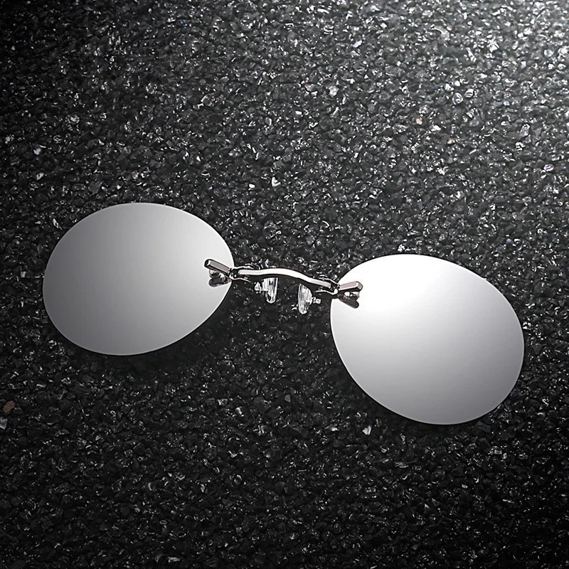 Round Rimless Sunglasses Men Classic Clamp Nose Fashion Matrix Morpheus Male Mini Frameless Brand Designer Eyeglasses | Аксессуары для