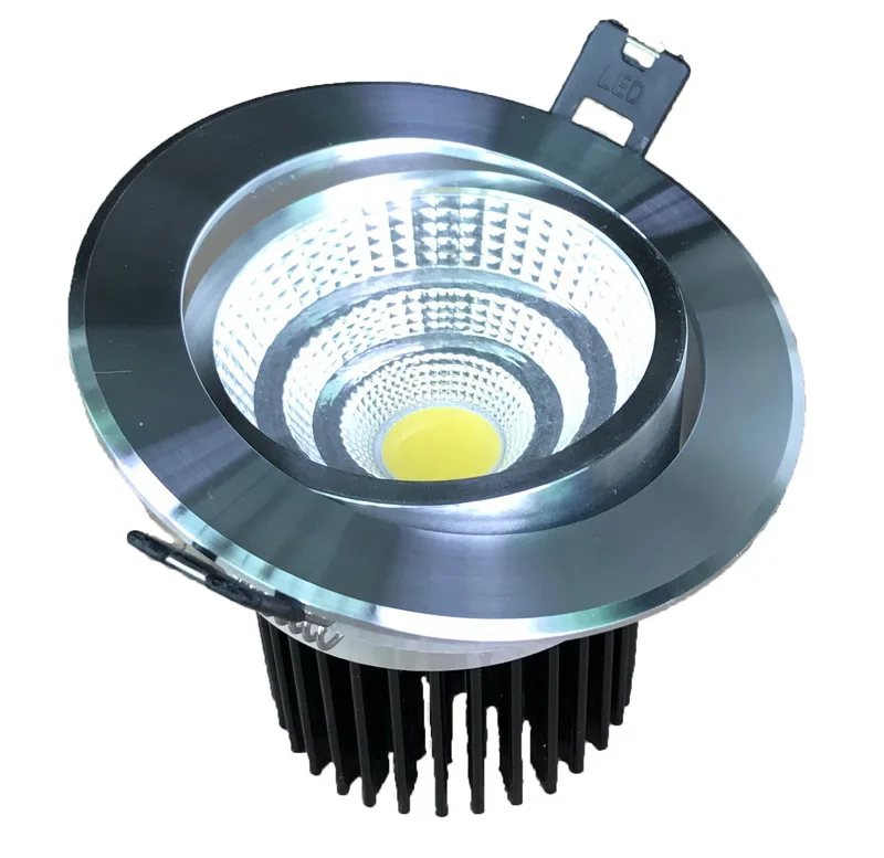 10 Вт 12 15 18 20 25 LED COB затемненные потолочные светильники CRI 85 Гладкий Серебристый