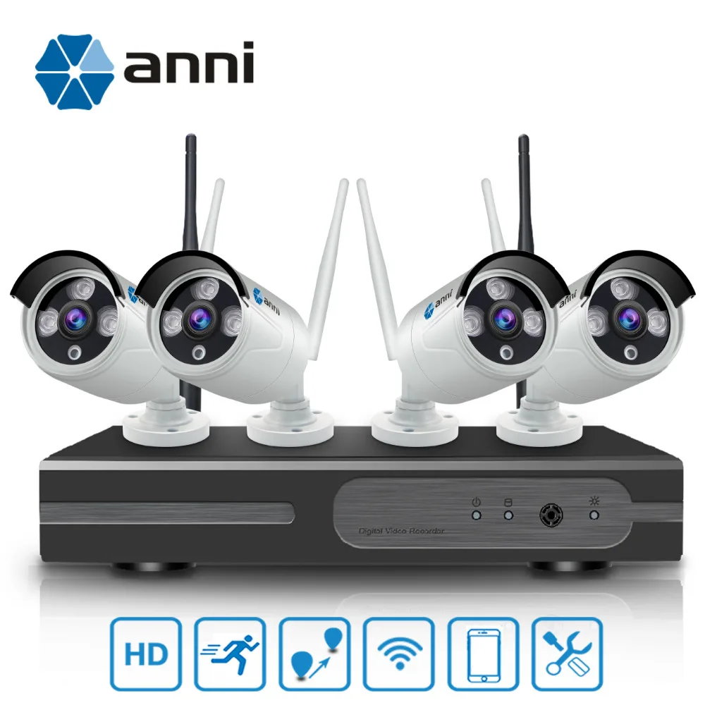 ANNI 4CH 1080P HD NVR беспроводной видеонаблюдения системы и (4) 2.0MP мегапиксельная Крытый