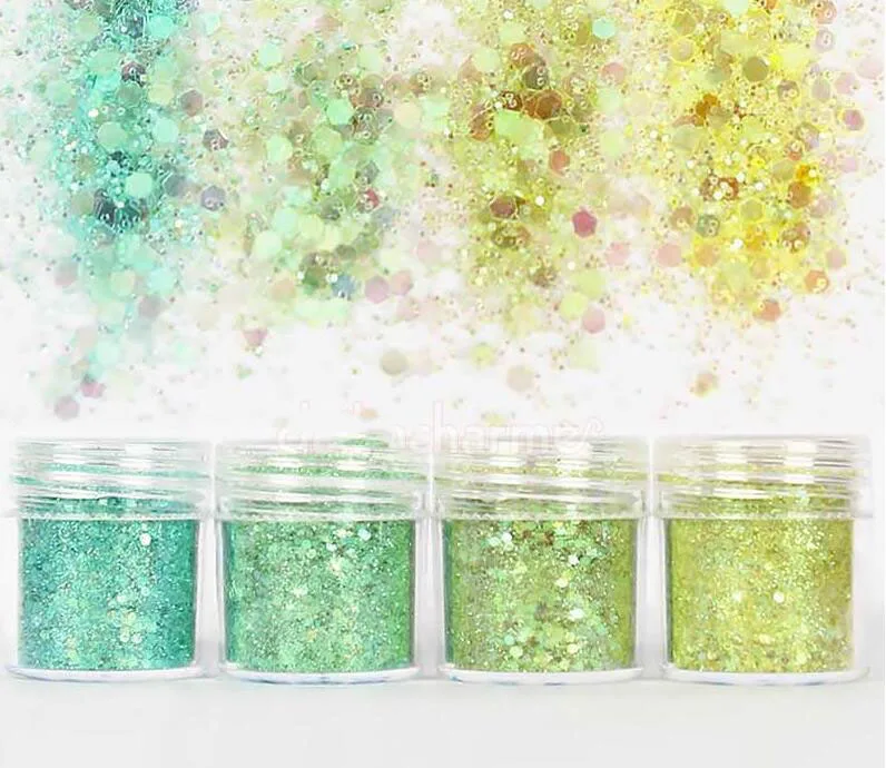 Голографический эффект блеск для ногтей Набор для УФ гель-лака 10 мл/баночка тонкие сверкающие блестки акриловые Nailart Блеск Маникюр пыль 4jar - Цвет: set7